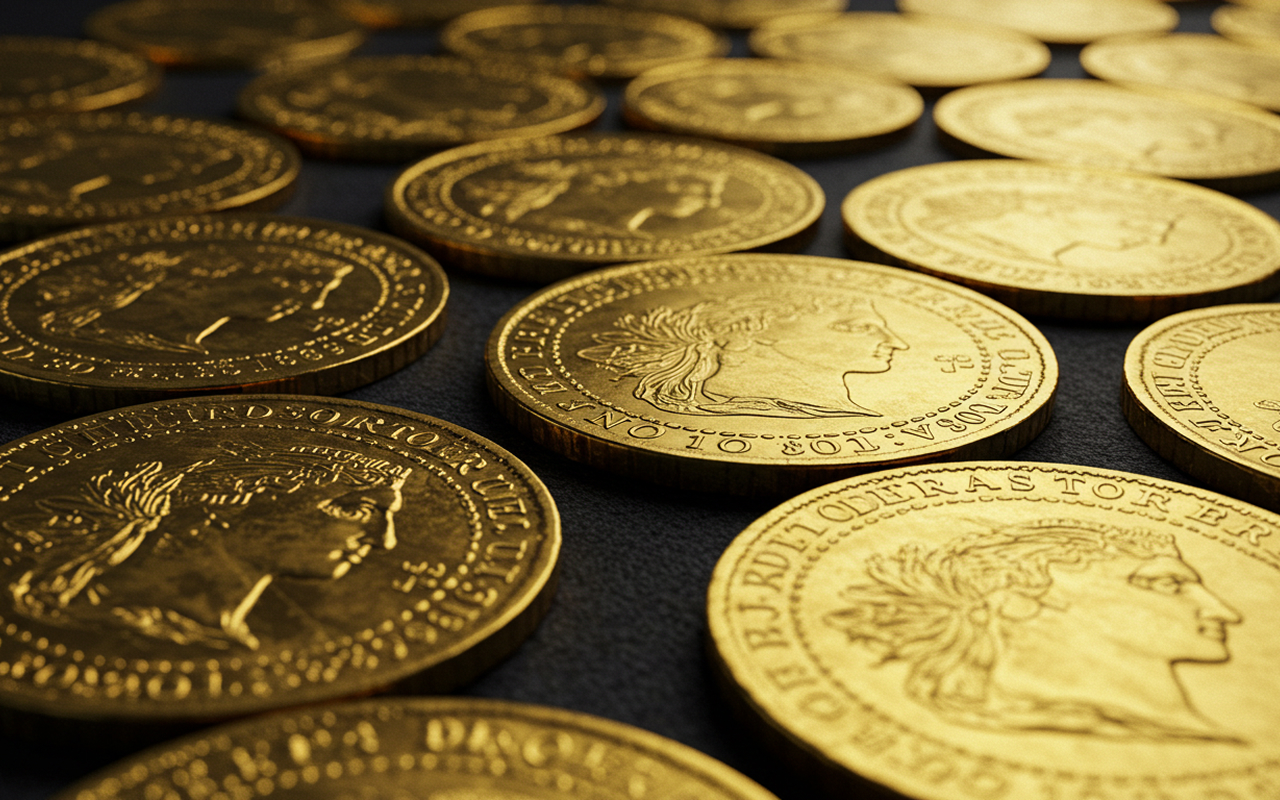 複数の金色のコイン